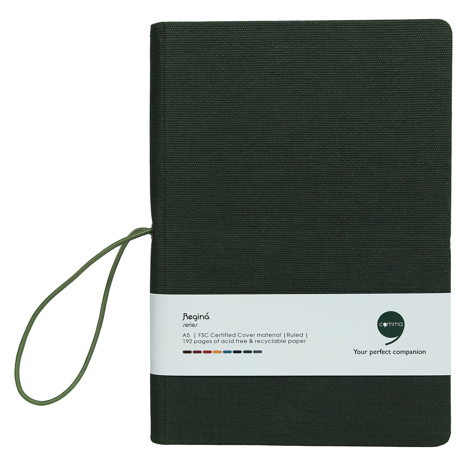 Comma Regina - A5 Size - Hard Bound Notebook (Dark Green)