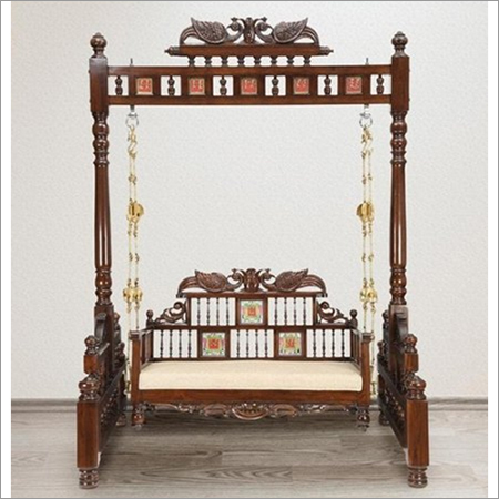 Durable Mayur Carving Wooden Swing Jhula