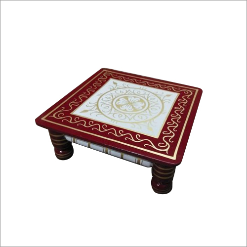 Solid Wooden Chowki - Wood Material, Various Sizes Available | Religious Style for Home and Wedding Decoration