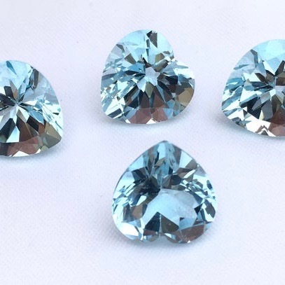 5mm Sky Blue Topaz Faceted Heart Loose Gemstones