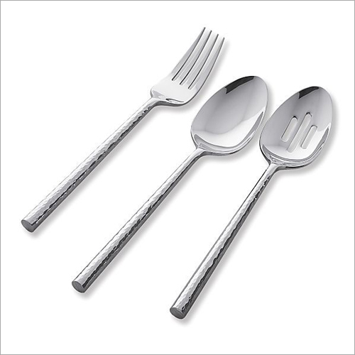 Aura Hampered Salad Cutlery Set - Stainless Steel , Various Sizes, Silver Color, Plain Design for Effortless Serving and Elegant Presentation