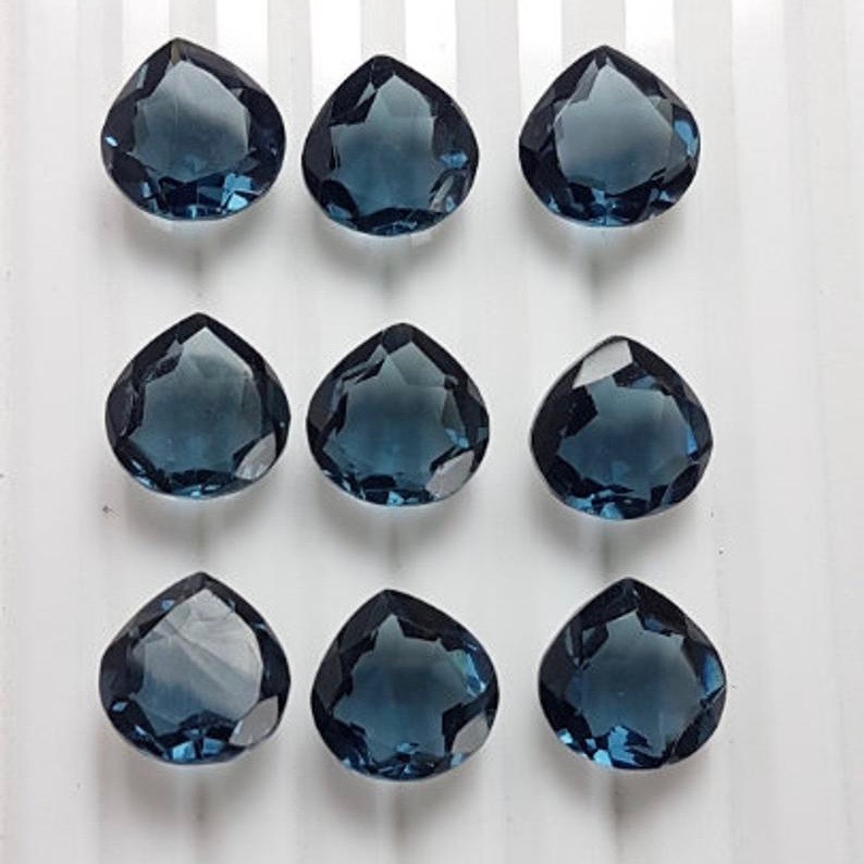 5mm London Blue Topaz Faceted Heart Loose Gemstones