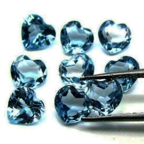 6mm London Blue Topaz Faceted Heart Loose Gemstones