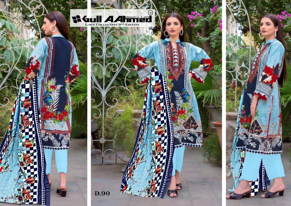 Gul Ahmed Vol-9 Pakistani Lawn Salwar Suits Catalog