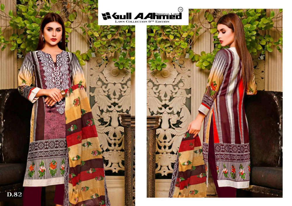 Gul Ahmed Vol-9 Pakistani Lawn Salwar Suits Catalog
