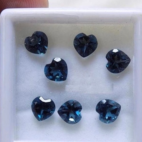 8mm London Blue Topaz Faceted Heart Loose Gemstones