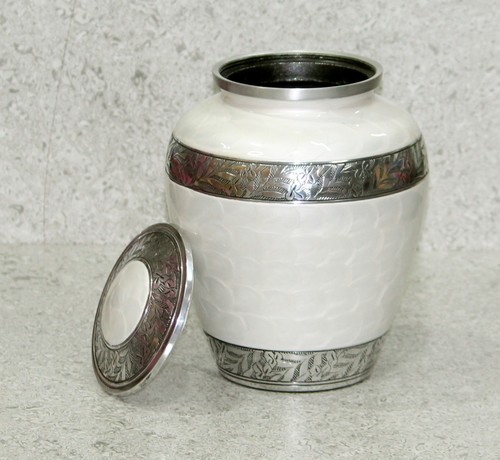 Enamel White Aluminum Cremation Urn