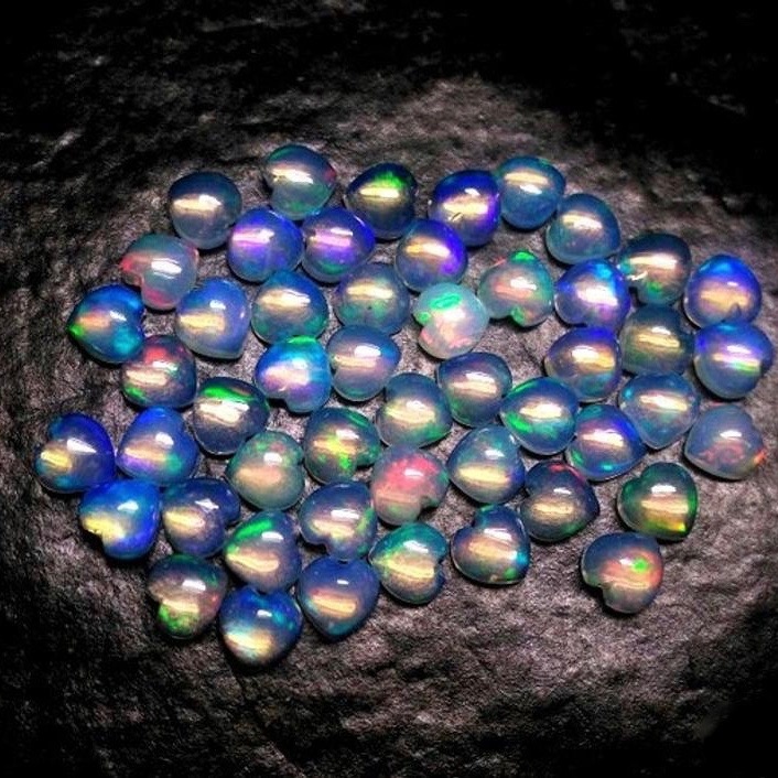 5mm Ethiopian Opal Heart Cabochon Loose Gemstones