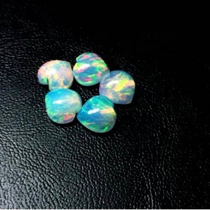 6mm Ethiopian Opal Heart Cabochon Loose Gemstones