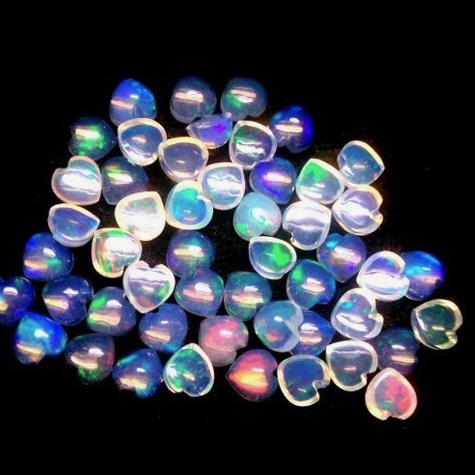 8mm Ethiopian Opal Heart Cabochon Loose Gemstones