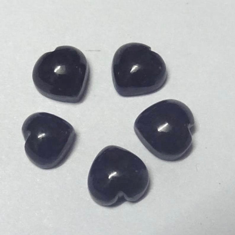 5mm Black Spinel Heart Cabochon Loose Gemstones