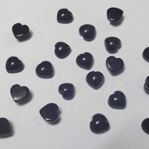 7mm Black Spinel Heart Cabochon Loose Gemstones