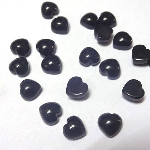 9mm Black Spinel Heart Cabochon Loose Gemstones