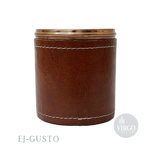 EJ-GUSTO: Metal Jar With Lid, Color-Tan