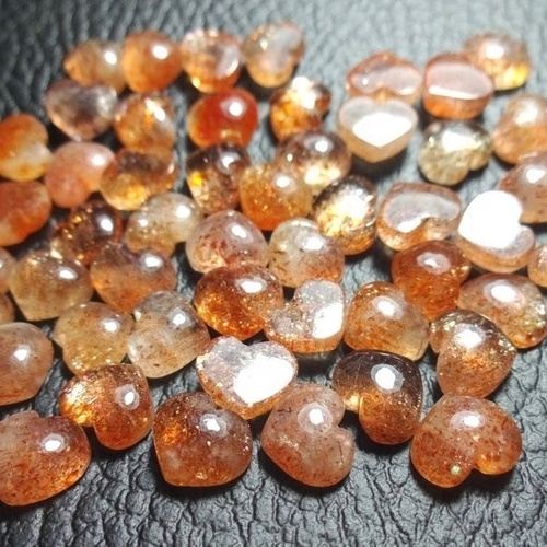 5mm Sunstone Heart Cabochon Loose Gemstones