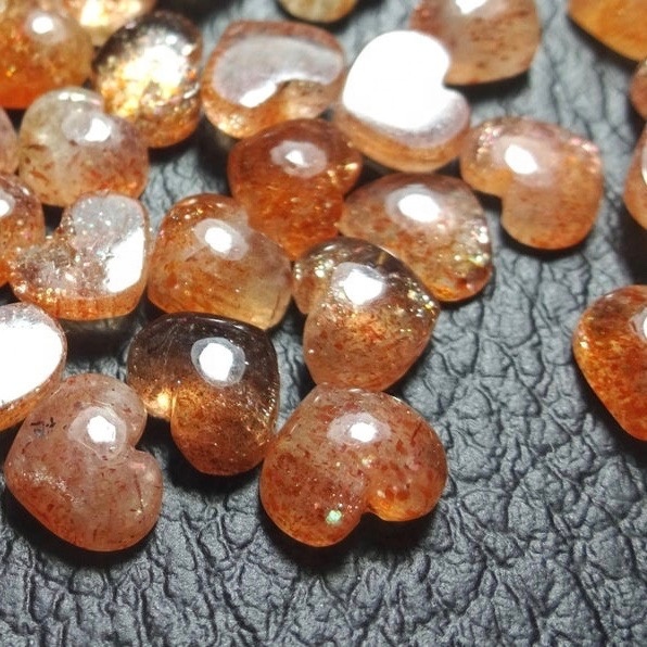 5mm Sunstone Heart Cabochon Loose Gemstones