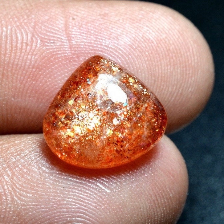 6mm Sunstone Heart Cabochon Loose Gemstones