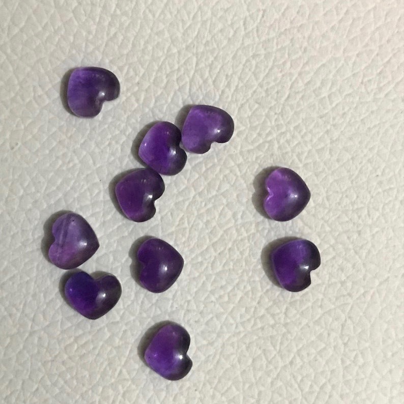 6mm African Amethyst Heart Cabochon Loose Gemstones