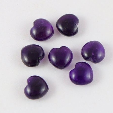 7mm African Amethyst Heart Cabochon Loose Gemstones