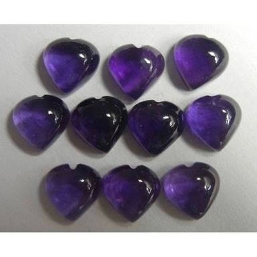 10mm African Amethyst Heart Cabochon Loose Gemstones