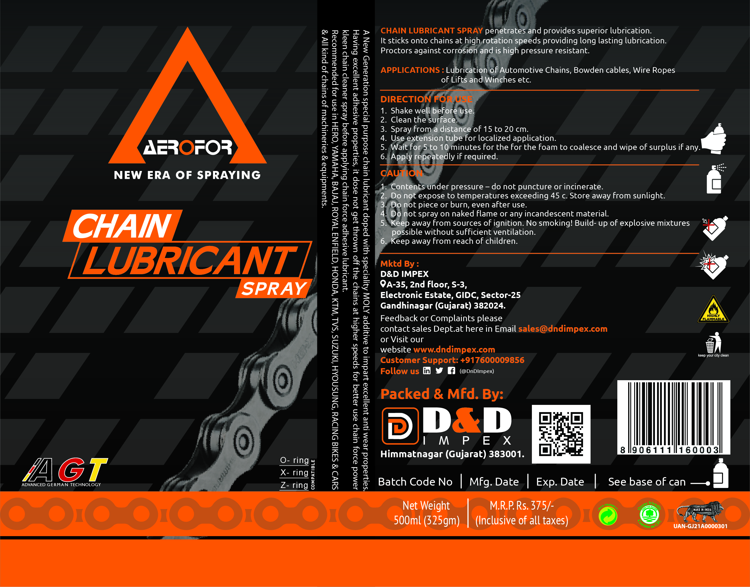 Chain Lubricant Synthetic Spray