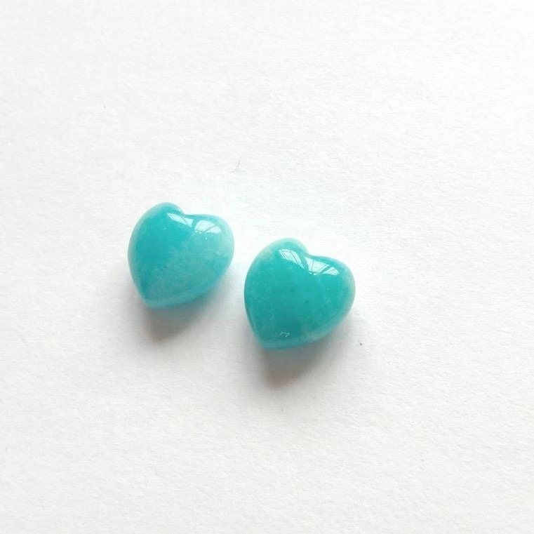 6mm Amazonite Heart Cabochon Loose Gemstones