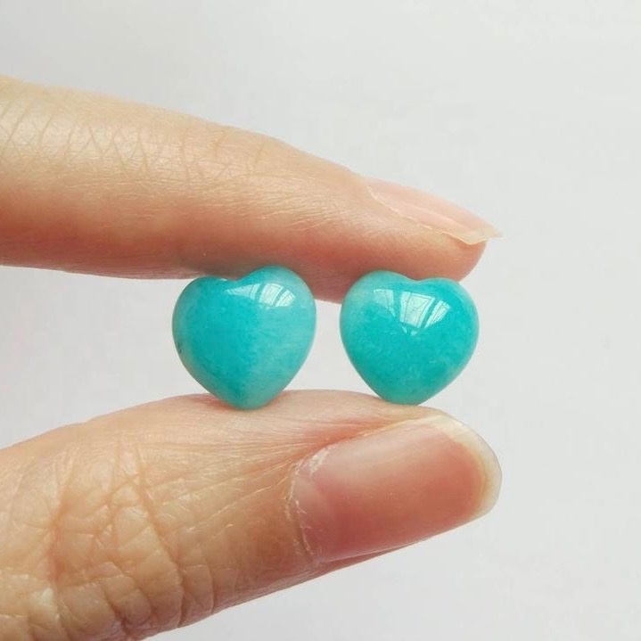 9mm Amazonite Heart Cabochon Loose Gemstones