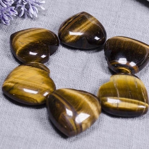 5mm Tiger Eye Heart Cabochon Loose Gemstones