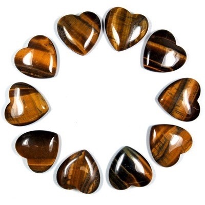 7mm Tiger Eye Heart Cabochon Loose Gemstones