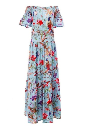 Blossom Crepe Dresses, Chiffon Printed Dress Decoration Material: Laces