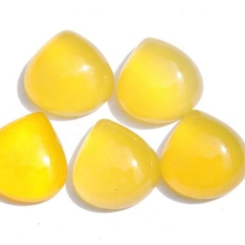 4mm yellow Chalcedony Heart Cabochon Loose Gemstones