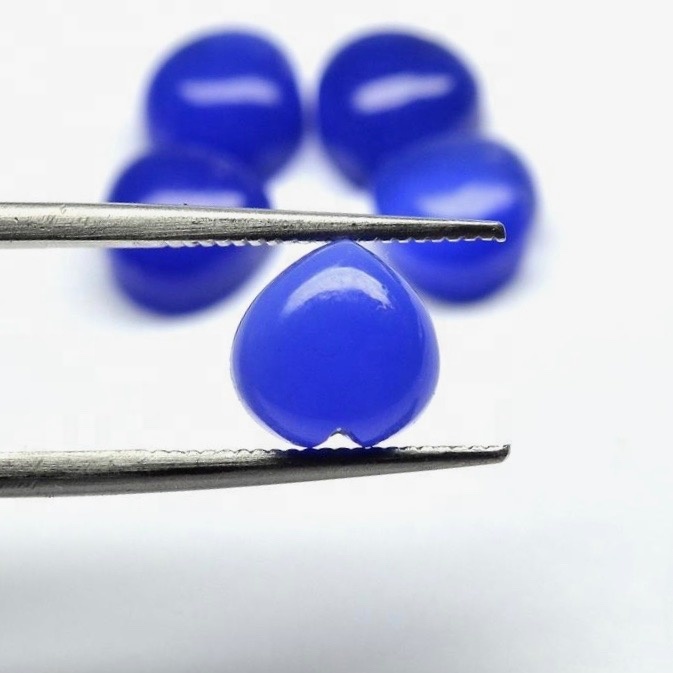6mm Blue Chalcedony Heart Cabochon Loose Gemstones