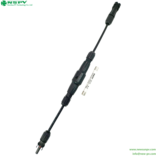 Solar straight cable harness with inline fuse 1500VDC PV cable assembly