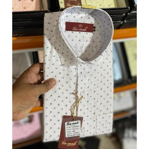 Mens Dotted Print Shirts - Collar Style: Classic