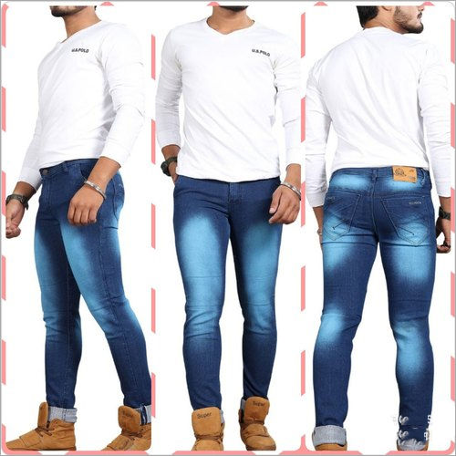 Mens Washed Jeans - Color: Blue