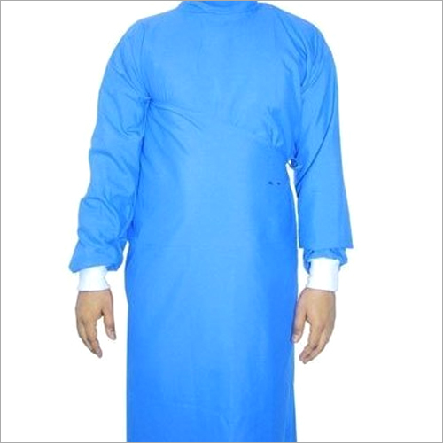 Disposable SMS Gown - Non Woven SMMS Fabric, 50 Length, Medical Blue Color | Waterproof, Full Sleeve with RIB, Round Neck Design