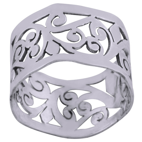 Gorgeous Jali Cut Out Plain 925 Sterling Solid Silver Handmade Ring