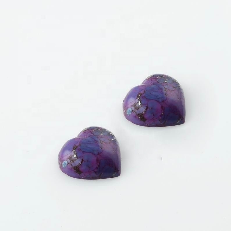 7mm Purple Copper Turquoise Heart Cabochon Loose Gemstones