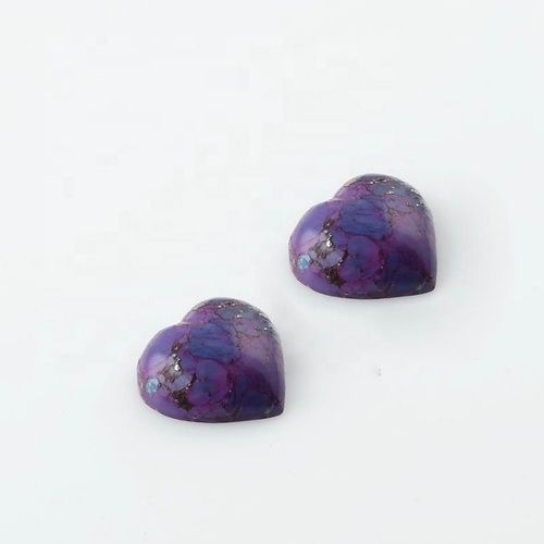 8mm Purple Copper Turquoise Heart Cabochon Loose Gemstones