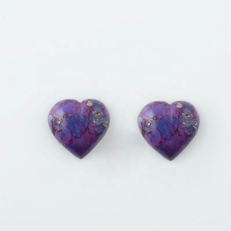 8mm Purple Copper Turquoise Heart Cabochon Loose Gemstones