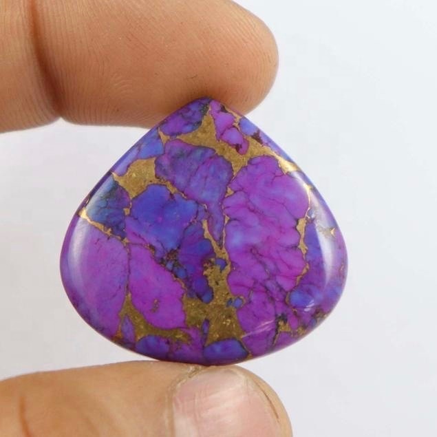 11mm Purple Copper Turquoise Heart Cabochon Loose Gemstones