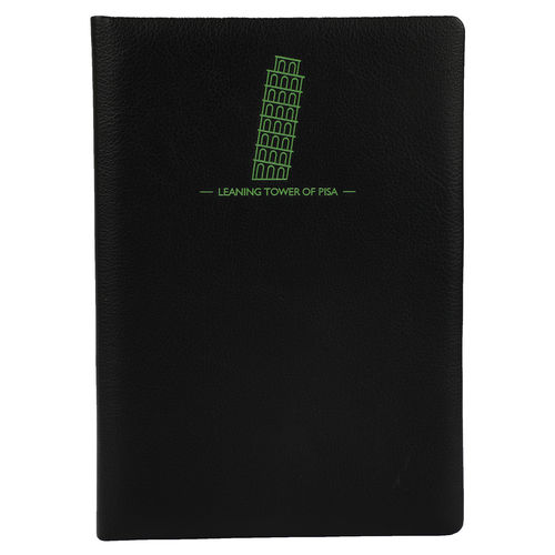 Comma Laser - A5 Size - Hard Bound Notebook (Etched Green Leaning Tower of Pisa)