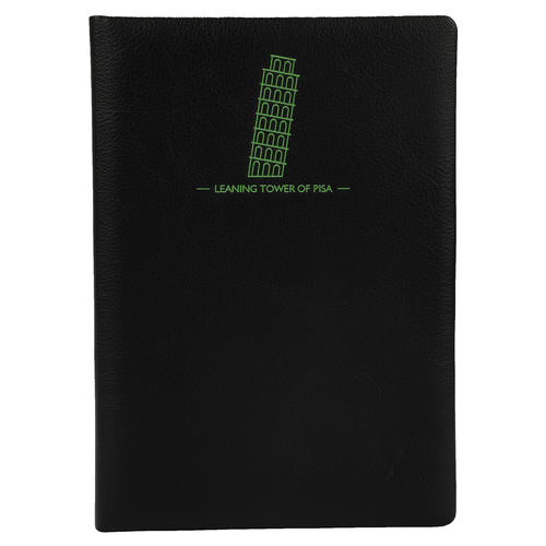 Comma Laser - A5 Size - Hard Bound Notebook (Etched Green Leaning Tower of Pisa)