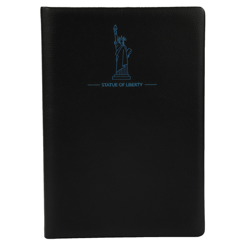 Comma Laser - A5 Size - Hard Bound Notebook (Etched Blue Statue of Liberty)