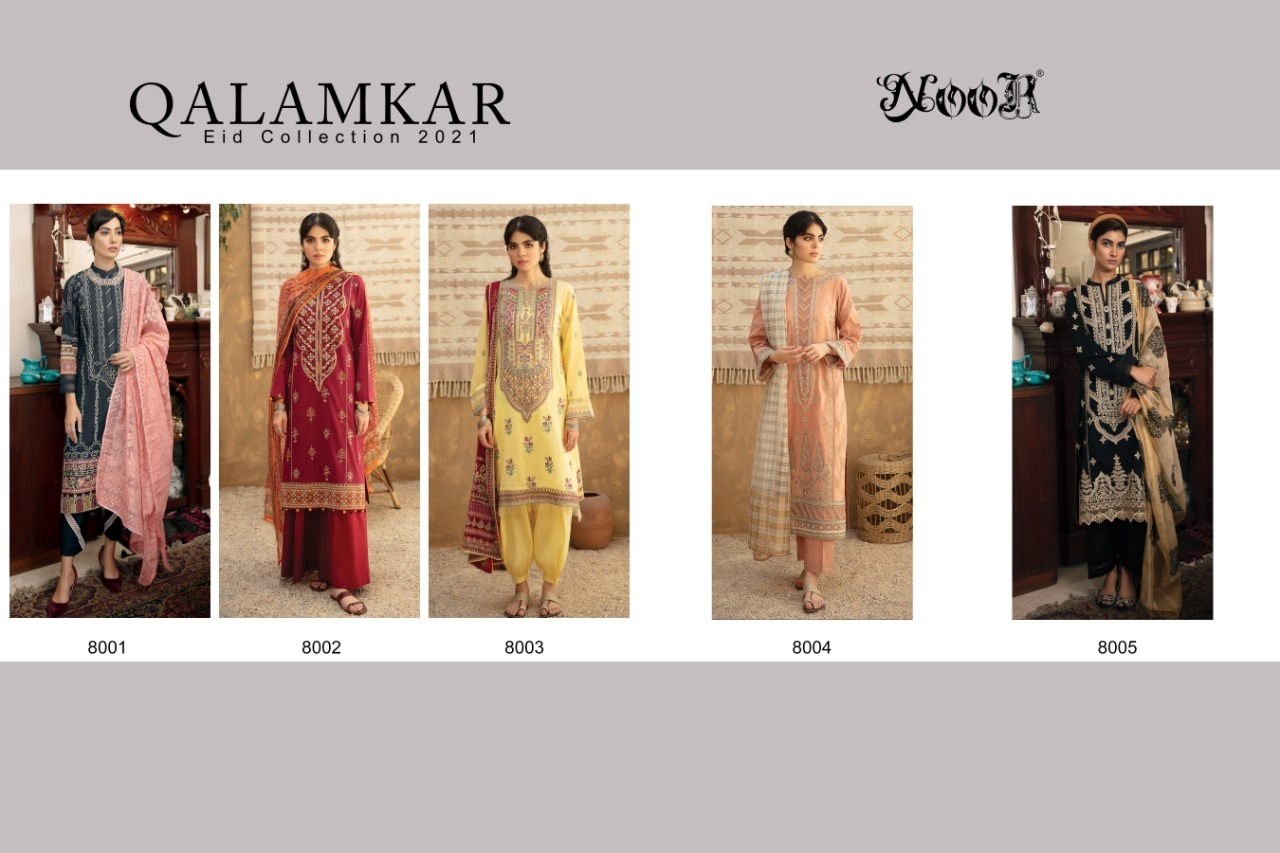 Noor Qalamkar Cotton Embroidered Pakistani Salwar Suit Catalog
