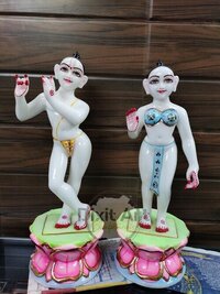 Iskcon Radha Krishna Marble Statue - 18 Inch Handmade Indian Marble, Acid Resistant, Antibacterial, Corrosion Resistant, Easy To Clean, Eco-friendly, Hygienic, Fireproof, Durable, Water Resistant