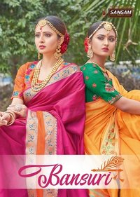 Sangam Prints Bansuri Vol 2 Handloom Silk Printed Saree Catalog