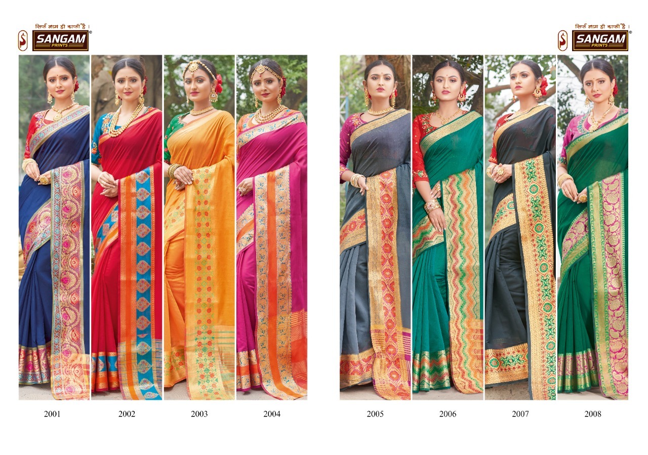 Sangam Prints Bansuri Vol 2 Handloom Silk Printed Saree Catalog
