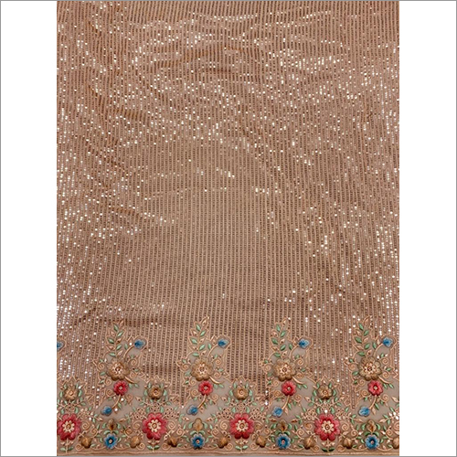 Georgette Dyed Big Penna Fabric - Embroidered Texture, Custom Length for Garment Industries