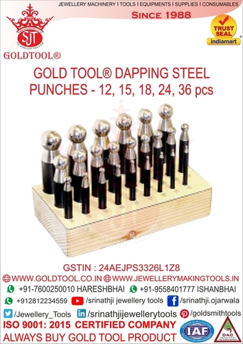 Jewellery 18 Pieces Dapping Punch Set With Domming Block & Wooden Stand